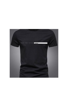 Caddemia Yaz lu Gündelik Spor Gevşek Büyük Boy Basit Mektup Desen Baskılı Yuvarl Siyah 2XL Caddemia Yaz lu Gündelik Spor Gevşek Büyük Boy Basit Mektup Desen Baskılı Yuvarl Siyah 2XL