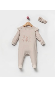 Bellamio Kids Toys Fırfırlı Yandan Çıtcıtlı Bandanalı Tulum Bej Bellamio Kids Toys Fırfırlı Yandan Çıtcıtlı Bandanalı Tulum Bej