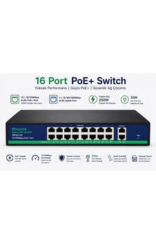 Inox F1620gbl 16 Port Poe+ Switch + 2 Gigabit Uplink - 250w
