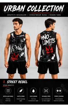 Beydex Erkek Nem Emici Hızlı Kuruma Urban Collection Sporcu Sıfır Kol T-shirt Gym Siyah Beydex Erkek Nem Emici Hızlı Kuruma Urban Collection Sporcu Sıfır Kol T-shirt Gym Siyah