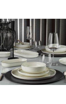 Kütahya Porselen Bone Moderna 26 Parça Yemek Takımı Platin Platin