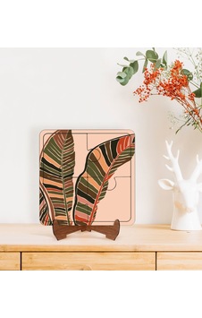 Bk Gift Yapraklar Tasarımlı Ahşap Standlı Puzzle Çerçeve-1 Bk Gift Yapraklar Tasarımlı Ahşap Standlı Puzzle Çerçeve-1