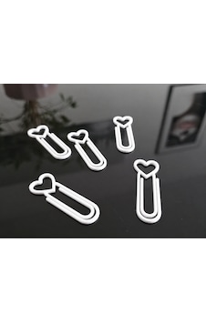Alvera Kalp Figürlü Ataç 3d Baskı 10'lu Set - Beyaz Alvera Kalp Figürlü Ataç 3d Baskı 10'lu Set - Beyaz