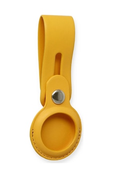 Thekey Airtag Sarı Askılı Deri Kılıf