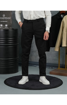 Modefendi Yüksek Kalite Pamuk Likra Slim Fit Kumaş Pantolon Siyah