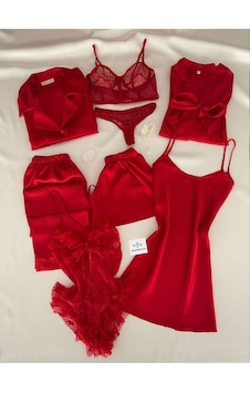 Mh Moony Homewears Kutulu 8 Parça Kırmızı Saten Pijama Gecelik Iç Giyim Efsane Çeyiz Seti Kırmızı Mh Moony Homewears Kutulu 8 Parça Kırmızı Saten Pijama Gecelik Iç Giyim Efsane Çeyiz Seti Kırmızı