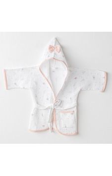 Bebek Bornoz Bathrobe Love Famıly Muslın Çok Renkli