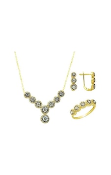 Üçlü Set Beyaz Papatya 7,67 Gram 14 Ayar Altın Üçlü Set Beyaz Papatya 7,67 Gram 14 Ayar Altın