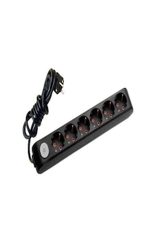 Viko Multi-Let 6'lı Anahtarlı Kablolu Priz 2 MT Siyah Viko Multi-Let 6'lı Anahtarlı Kablolu Priz 2 MT Siyah