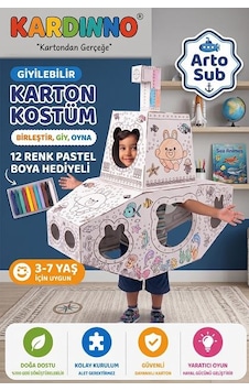 Kardinno Giyilebilir Karton Denizaltı Kostümü Arto Sub - Çocuk Boyama Maketi Pastel Boya Hediyeli Beyaz Kardinno Giyilebilir Karton Denizaltı Kostümü Arto Sub - Çocuk Boyama Maketi Pastel Boya Hediyeli Beyaz