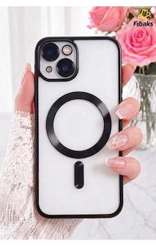 Fibaks iPhone 15 Uyumlu Kılıf Kamera Lens Korumalı Magsafe Şarj Kilifi Şeffaf Renkli Yumuşak Kapak Siyah Fibaks iPhone 15 Uyumlu Kılıf Kamera Lens Korumalı Magsafe Şarj Kilifi Şeffaf Renkli Yumuşak Kapak Siyah