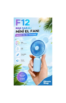 F12 Mini El Fanı Şarjlı Taşınabilir Usb El Vantilatörü Mavi - 886035522 F12 Mini El Fanı Şarjlı Taşınabilir Usb El Vantilatörü Mavi - 886035522