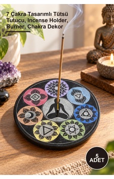 5 Adet Obsidian Taşı Tütsülük 7 Çakra Tasarımlı Tütsü Tutucu, Incense Holder, Burner, Chakra Dekor 5 Adet Obsidian Taşı Tütsülük 7 Çakra Tasarımlı Tütsü Tutucu, Incense Holder, Burner, Chakra Dekor