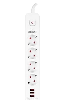 S-link Spg403u 1.5 Metre 4lü Anahtarlı Akım Korumalı Usb Girişli S-link Spg403u 1.5 Metre 4lü Anahtarlı Akım Korumalı Usb Girişli