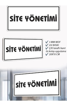 Site Yönetimi Yazılı Beyaz Mdf Kapı Levhası
