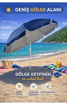 Lacivert-bej 200 Cm Ayarlanabilir Fon Model Plaj Şemsiyesi Lacivert-bej 200 Cm Ayarlanabilir Fon Model Plaj Şemsiyesi