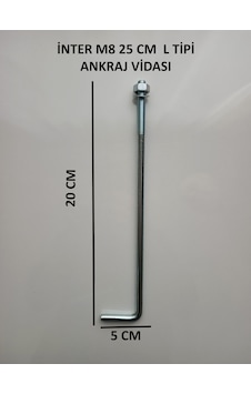 İnter L Tipi Ankraj Vidası M8 25cm 25 CM İnter L Tipi Ankraj Vidası M8 25cm 25 CM