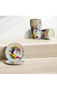 Unicorn Temalı Karton Tabak Bardak Set 8 Tabak 8 Bardak Çok Renkli Unicorn Temalı Karton Tabak Bardak Set 8 Tabak 8 Bardak Çok Renkli