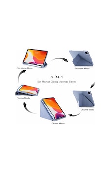 Pad Pro 12.1 İle Uyumlu Kılıfı Kalem Koyma Bölmeli, Standlı, Uyku Modlu, Şeffaf Arka Yüzeyli, Silikon Ve Suni Deri Tasarımlı Ergonomik Akıllı Kılıf Sku: Zeusb0gxw3863f Arka Kapak