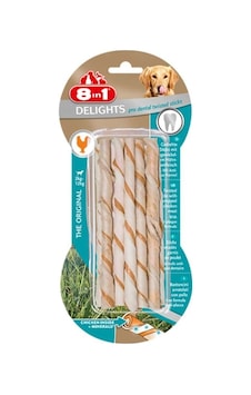 8in1 Delights Pro Dental Twisted Sticks Tavuklu Köpek Ödülü 10'lu 55 Gr