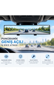 Panoramik Geniş Açılı İç Dikiz Aynası Makaslı 30 Cm X 7 Cm