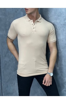 Modefendi Slim Fit Polo Yaka Pamuklu Tshırt Bej Modefendi Slim Fit Polo Yaka Pamuklu Tshırt Bej