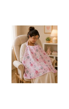 Anne Kuşaklı Emzirme Önlüğü 100x75 Cm Renkli Ve Desenli Emzirme Örtüsü % 60 Pamuklu % 40 Polyester 493 Pembe
