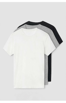 Nacar Store 3'lü Paket Premium Yazlık Düz Renk Basıc T-shirt Gri
