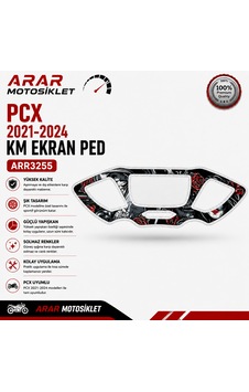 Pcx 2021-2024 Km Ekran Ped 001 -arr3255 Kırmızı Beyaz Siyah