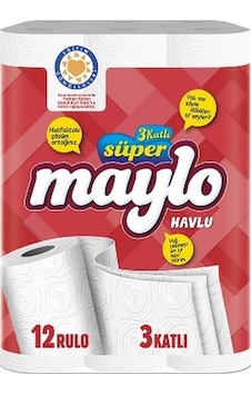 Maylo 3 Katlı Süper Kağıt Havlu 12'li Maylo 3 Katlı Süper Kağıt Havlu 12'li
