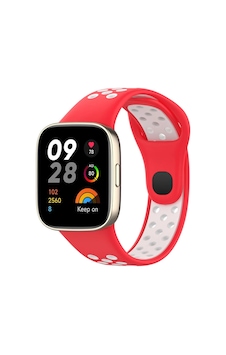 Newface Xiaomi Redmi Watch 3 Spor Delikli Kordon - Kırmızı-beyaz Açık Mor