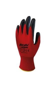 Beybi Zebra Nitril Kaplama Örme Eldiven Kırmızı 2 Çift