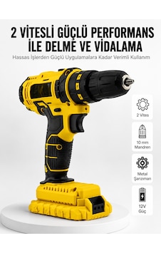 Tek Matkap Seti 24 Parça Çift Bataryalı Darbeli Led Işıklı Vidalama Najmaddin Tek Matkap Seti 24 Parça Çift Bataryalı Darbeli Led Işıklı Vidalama Najmaddin