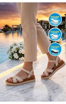 Ayakmod Bej Hafif Yumuşak Tabanlı Kadın Sandalet 335332 Z Ayakmod Bej Hafif Yumuşak Tabanlı Kadın Sandalet 335332 Z