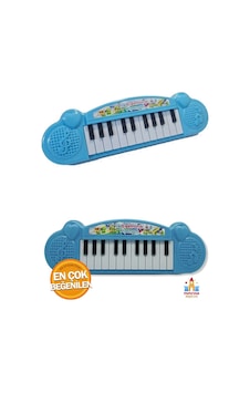 Pilli Türkçe Sesli Müzikli Eğitici Çocuk Oyuncak Piyano Müzikler - Notalar İle Müzik Dersi Mavi Renk