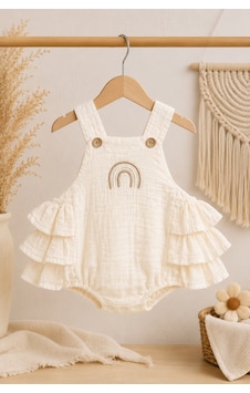 Mnk Baby & Kids Gökkuşağı Detaylı %100 Pamuk Müslin Bebek Tulum M00852 ekru Mnk Baby & Kids Gökkuşağı Detaylı %100 Pamuk Müslin Bebek Tulum M00852 ekru