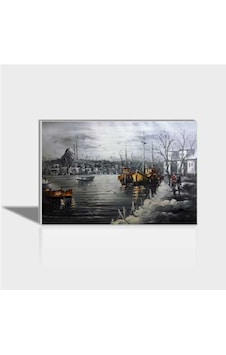 60X90 Cm Kanvasa Orjinalden Dijital Baskı Kayıklar Tablo