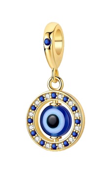 Altın Renk Nazar Boncuğu Sallantılı Charm Gümüş Altın Renk Nazar Boncuğu Sallantılı Charm Gümüş