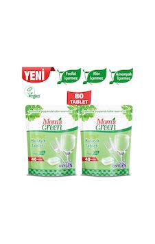 Mom's Green Oksijenli Bulaşık Makinesi Tableti 2 x 40 Tablet Mom's Green Oksijenli Bulaşık Makinesi Tableti 2 x 40 Tablet