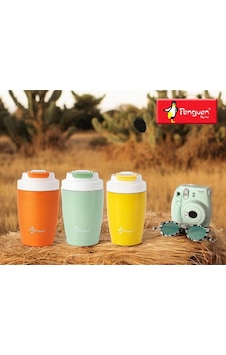 400 Ml Tombik Mug Termos Pipetli Renkli Sarı 400 Ml Tombik Mug Termos Pipetli Renkli Sarı