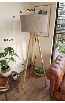 3 Ayaklı Tripod Lambader Vizon Kumaş Başlık .