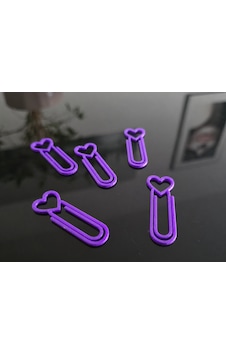 Alvera Kalp Figürlü Ataç 3d Baskı 10'lu Set - Mor Alvera Kalp Figürlü Ataç 3d Baskı 10'lu Set - Mor