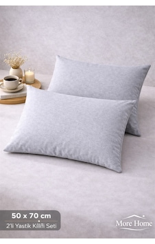 More Home Kapaklı Yastık Kılıfı 2 Adet 50x70 cm Gri