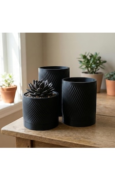 Comes - Kumru 3'lü Minimalist Dekoratif Saksı Seti Siyah Comes - Kumru 3'lü Minimalist Dekoratif Saksı Seti Siyah
