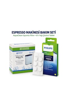 Philips Espresso Kahve Makinesi Bakım Seti Ca6903 Aquaclean Su Filtresi + Ca6704 Yağ Çözücü Tablet Beyaz Philips Espresso Kahve Makinesi Bakım Seti Ca6903 Aquaclean Su Filtresi + Ca6704 Yağ Çözücü Tablet Beyaz