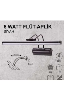 6W FLÜT APLİK - SİYAH KASA - GÜNIŞIĞI 6W FLÜT APLİK - SİYAH KASA - GÜNIŞIĞI