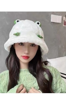 Sevimli Kurbağa Kawaii Polar Balıkçı Şapka Beyaz Sevimli Kurbağa Kawaii Polar Balıkçı Şapka Beyaz