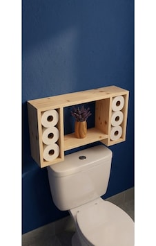 Dekoratif Ahşap Banyo Düzenleyici Raf - 6 Bölmeli 40x70x10 Cm Bej