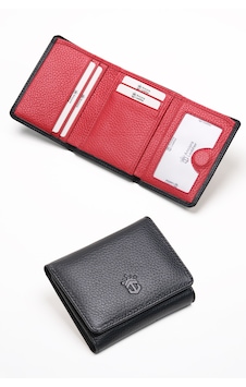 Ancora Leather Hakiki Deri Gizli Mıknatıslı Ünisex Cüzdan-46200 Siyah - Kırmızı Ancora Leather Hakiki Deri Gizli Mıknatıslı Ünisex Cüzdan-46200 Siyah - Kırmızı