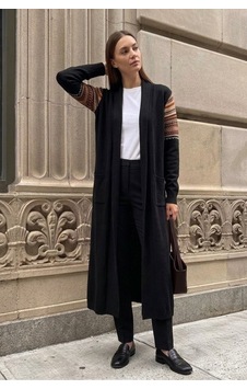 Onno Style Women Kilim Desen Uzun Triko Kadın Hırka Siyah Onno Style Women Kilim Desen Uzun Triko Kadın Hırka Siyah